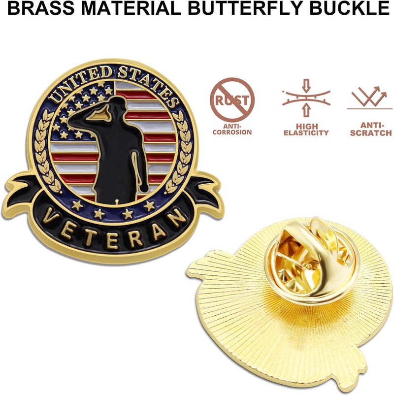 MIDLE Store 10/20/50/100 Pcs US Veteran Pins– Patriotic American Flag Veterans Day Lapel pin Badge Brooch Memorial Day Military Patriotic Decorations Gifts - Image 4